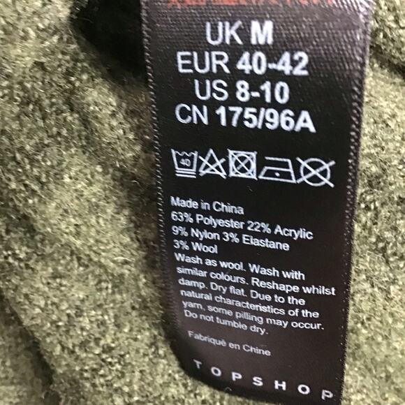 Top Shop Green Mock Neck High Low Sweater Lightweight Cropped Size Medium - Picture 8 of 11